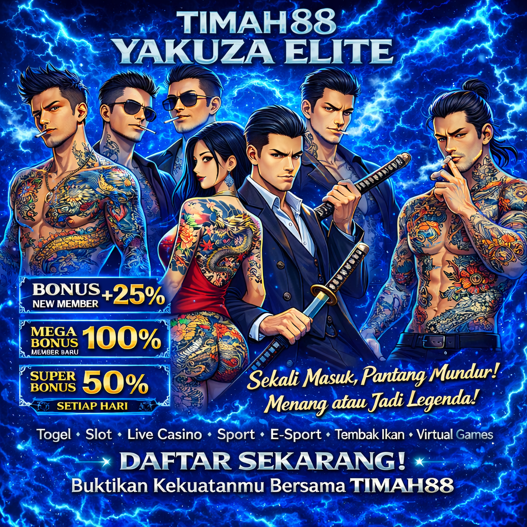 TIMAH88 desain modern dengan efek api biru dan ilustrasi kartun