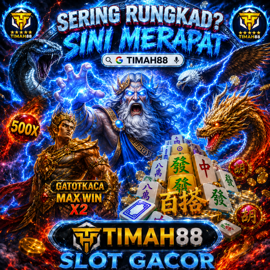TIMAH88 slot gacor Zeus petir biru dengan naga emas dan Mahjong maxwin terbaru