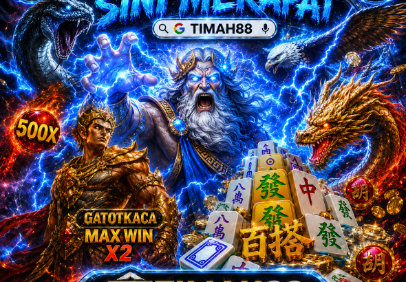 TIMAH88 slot gacor Zeus petir biru dengan naga emas dan Mahjong maxwin terbaru