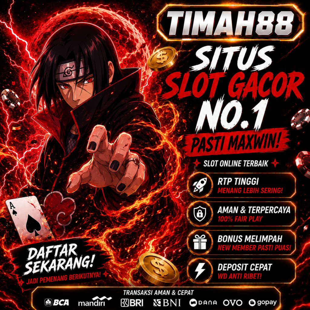 TIMAH88 tema Itachi ukuran 1080x1080 dengan efek petir merah.